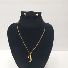 Load image into Gallery viewer, 18K GOLD PLATED ALPHABET J EARRING AND PENDANT SET
