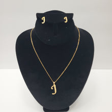 Load image into Gallery viewer, 18K GOLD PLATED ALPHABET J EARRING AND PENDANT SET