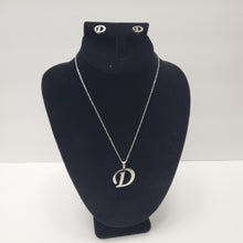 Load image into Gallery viewer, SLIVER ALPHABET D EARRING AND PENDANT SET