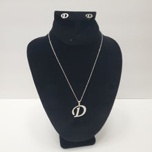 Load image into Gallery viewer, SLIVER ALPHABET D EARRING AND PENDANT SET