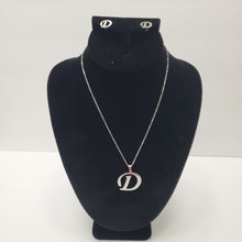 Load image into Gallery viewer, SLIVER ALPHABET D EARRING AND PENDANT SET