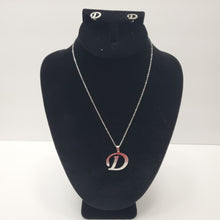 Load image into Gallery viewer, SLIVER ALPHABET D EARRING AND PENDANT SET