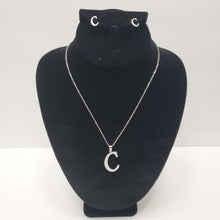 Load image into Gallery viewer, SLIVER ALPHABET C EARRING AND PENDANT  SET
