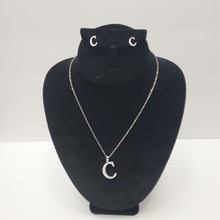 Load image into Gallery viewer, SLIVER ALPHABET C EARRING AND PENDANT  SET