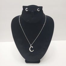 Load image into Gallery viewer, SLIVER ALPHABET C EARRING AND PENDANT  SET