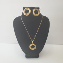 Load image into Gallery viewer, 18K GOLD PLATED TWISTED WREATH DESIGN EARRING, NECKLACE & PENDANT SET