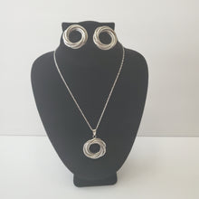Load image into Gallery viewer, 18K WHITE GOLD PLATED TWISTED WREATH  EARRING AND PENDANT SET