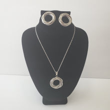 Load image into Gallery viewer, 18K WHITE GOLD PLATED TWISTED WREATH  EARRING AND PENDANT SET