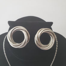 Load image into Gallery viewer, 18K WHITE GOLD PLATED TWISTED WREATH  EARRING AND PENDANT SET