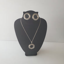 Load image into Gallery viewer, 18K WHITE GOLD PLATED TWISTED WREATH  EARRING AND PENDANT SET