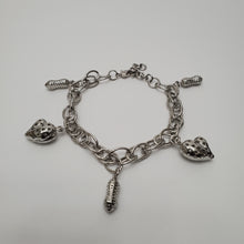 Load image into Gallery viewer, 18K WHITE GOLD PLATED HEART CHARM BRACELET
