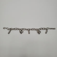 Load image into Gallery viewer, 18K WHITE GOLD PLATED HEART CHARM BRACELET