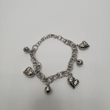 Load image into Gallery viewer, 18K WHITE GOLD PLATED HEART & BALL CHARM BRACELET