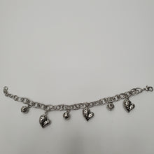 Load image into Gallery viewer, 18K WHITE GOLD PLATED HEART & BALL CHARM BRACELET