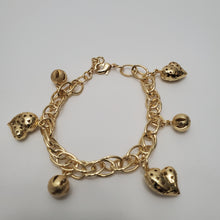 Load image into Gallery viewer, 18K GOLD PLATED HEART & BALL CHARM BRACELET