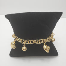 Load image into Gallery viewer, 18K GOLD PLATED HEART & BALL CHARM BRACELET