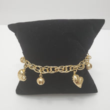 Load image into Gallery viewer, 18K GOLD PLATED HEART & BALL CHARM BRACELET