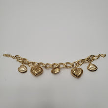 Load image into Gallery viewer, 18K GOLD PLATED HEART & SHELL CHARM BRACELET