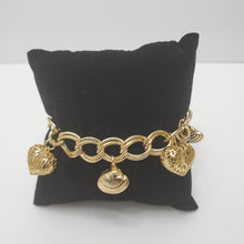 Load image into Gallery viewer, 18K GOLD PLATED HEART & SHELL CHARM BRACELET