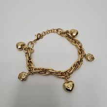 Load image into Gallery viewer, 18K GOLD PLATED HEART & ROSE CHARM BRACELET