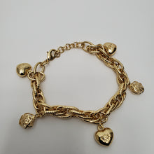 Load image into Gallery viewer, 18K GOLD PLATED HEART & ROSE CHARM BRACELET