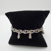 Load image into Gallery viewer, 18K WHITE GOLD PLATED SMALL TEDDY CHARM BRACELET
