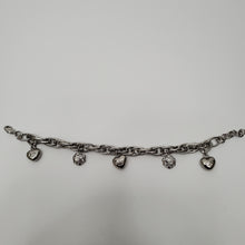 Load image into Gallery viewer, 18K WHITE GOLD PLATED HEART & ROSE CHARM BRACELET