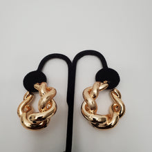 Load image into Gallery viewer, 18K ROSE GOLD PLATED TWISTED CHUNKY HOOP EARRINGS