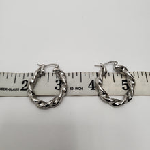 Load image into Gallery viewer, 18K WHITE GOLD PLATED STAINLESS STEEL CHUNKY TWISTED HOOP EARRINGS