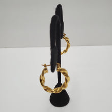 Load image into Gallery viewer, 18K GOLD PLATED STAINLESS STEEL TWISTED HOOP EARRINGS