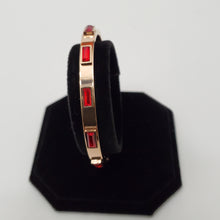 Load image into Gallery viewer, 18K RED GOLD PLATED STAINLESS STEEL BANGLE WITH RED STONE