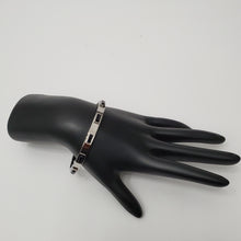 Load image into Gallery viewer, 18K WHITE GOLD PLATED STAINLESS STEEL BANGLE WITH BLACK STONE