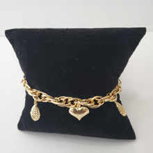 Load image into Gallery viewer, 18K GOLD PLATED HEART & CORN CHARM BRACELET