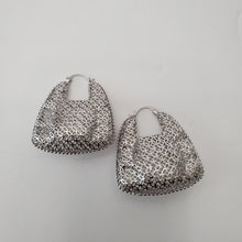 Load image into Gallery viewer, ITALIAN WHITE GOLD PLATED HOOP EARRINGS