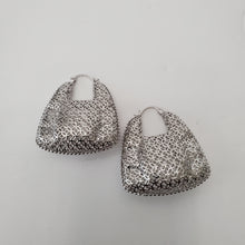 Load image into Gallery viewer, ITALIAN WHITE GOLD PLATED HOOP EARRINGS