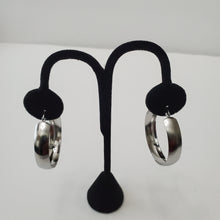 Load image into Gallery viewer, SLIVER STAINLESS STEEL MED HOOP EARRINGS