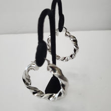 Load image into Gallery viewer, 18K WHITE GOLD PLATED TWISTED HOOP EARRINGS
