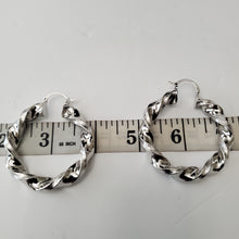 Load image into Gallery viewer, 18K WHITE GOLD PLATED TWISTED HOOP EARRINGS