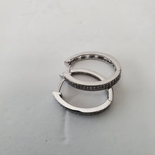 Load image into Gallery viewer, 18K WHITE GOLD PLATED CZ SMALL HOOP EARRINGS