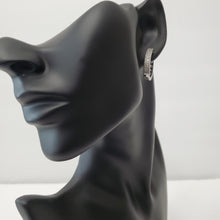 Load image into Gallery viewer, 18K WHITE GOLD PLATED CZ SMALL HOOP EARRINGS