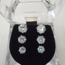 Load image into Gallery viewer, 18K WHITE GOLD PLATED CZ STUD EARRINGS