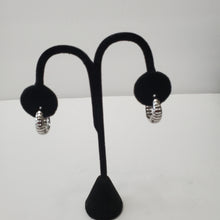 Load image into Gallery viewer, 18K WHITE GOD PLATED CZ HUGGIE  SEARRINGS