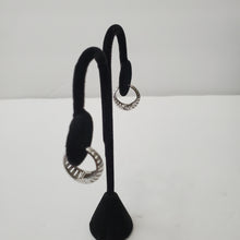 Load image into Gallery viewer, 18K WHITE GOD PLATED CZ HUGGIE  SEARRINGS