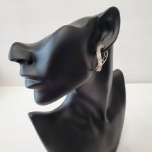 Load image into Gallery viewer, 18K WHITE GOD PLATED CZ HOOP SEARRINGS