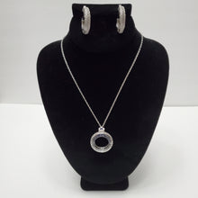 Load image into Gallery viewer, 18K ITALIAN WHITE GOLD PLATED NECKLACE, PENDANT AND EARRING