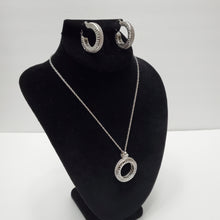 Load image into Gallery viewer, 18K ITALIAN WHITE GOLD PLATED NECKLACE, PENDANT AND EARRING