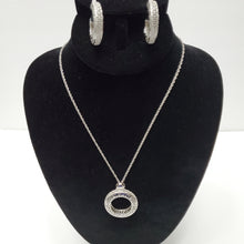 Load image into Gallery viewer, 18K ITALIAN WHITE GOLD PLATED NECKLACE, PENDANT AND EARRING