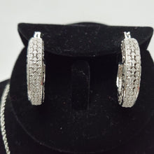 Load image into Gallery viewer, 18K ITALIAN WHITE GOLD PLATED NECKLACE, PENDANT AND EARRING