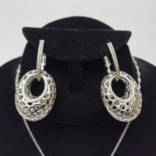 Load image into Gallery viewer, 18K ITALIAN WHITE GOLD PLATED PENDANT AND EARRING, NECKLACE SET
