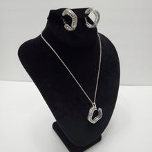 Load image into Gallery viewer, 18K WHITE GOLD PLATED EARRING, NECKLACE & PENDANT SET